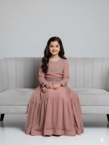 Hand-Embroidered Chiffon Frock