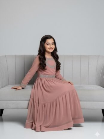 Hand-Embroidered Chiffon Frock